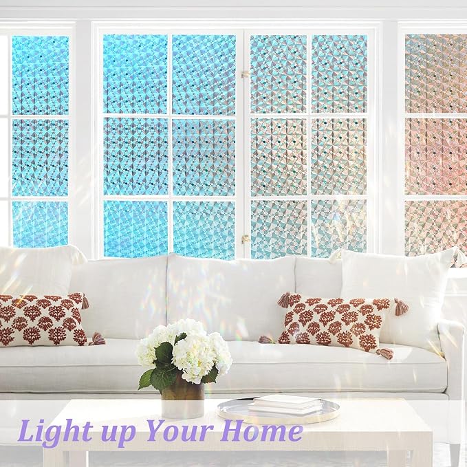 Windimiley Stained Glass Window Privacy Film, Rainbow Clings, 35.4" x 78.7" | - Image 6