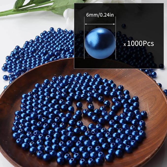 1000pcs Blue 6mm Pearl Beads - Image 2