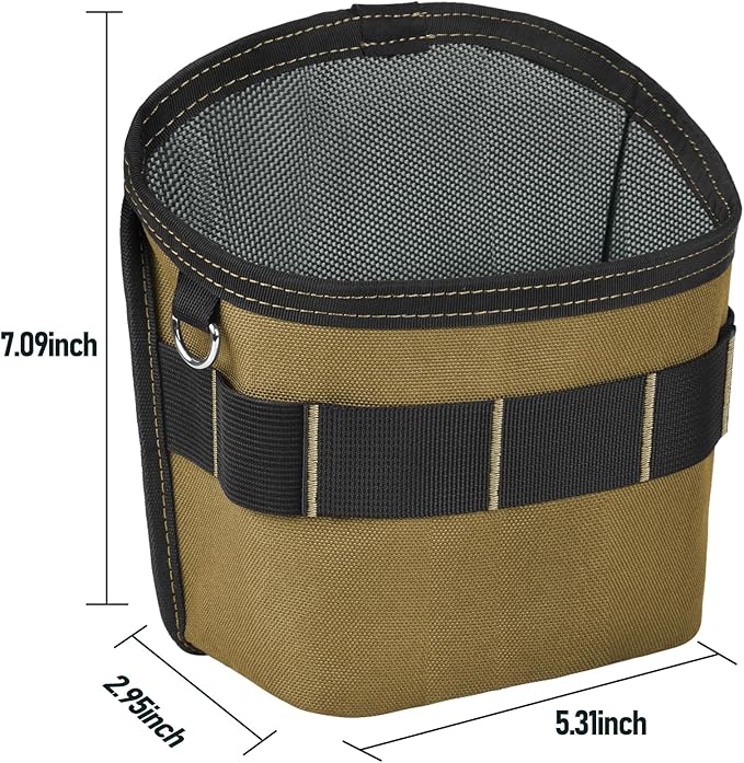 Tool Pouch Nails Screws Bag with Belt Clip (XL, Khaki)