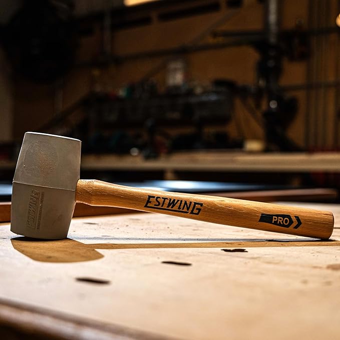 ESTWING Deadhead Rubber Mallet - 18 oz No-Mar Hammer with Bounce Resistant Head & Hickory Wood Handle - DH-18N
