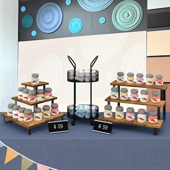 ELITEROO 3 Tier Wooden Display Riser Stand, Portable Products Display Shelf - Image 7