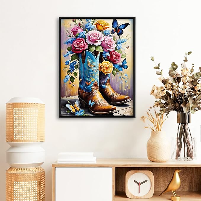 Cowboy Boots Diamond Art Kits for Adults Beginners 12x16 in, DIY Craft Gift | - Image 2