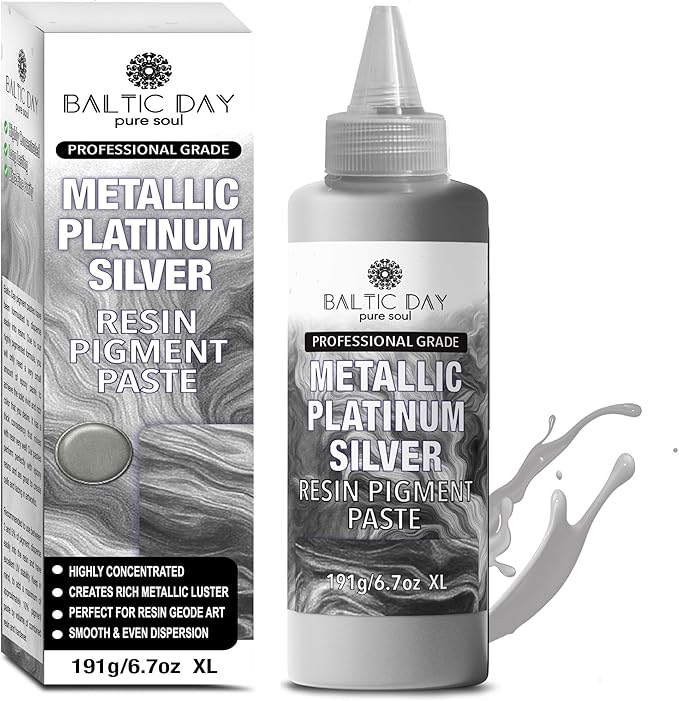 BALTIC DAY Metallic Platinum Silver Epoxy Resin Pigment Paste XL – Opaque Epoxy by BALTICDAYpuresoul