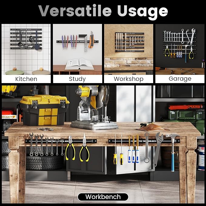 Goplus 6PCS 18" Magnetic Tool Holder, Magnetic Tool Holder Strip, Heavy Duty Magnetic Tool Bar,Space Saving Metal Tool Organizer Rack,Tool Magnet Bar for Workshop Garage, 176LBS Capacity Total