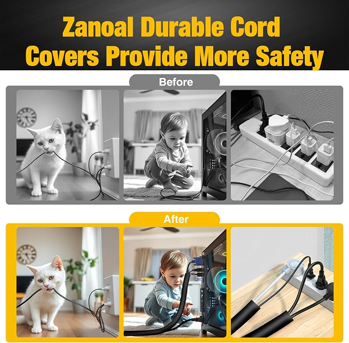 118 Inch Split Loom Flexible Conduit Cable Management, Braided Cord Protectors - Image 4