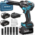 650N.m/480Ft-lbs Brushless Impact Wrench,1/2" Cordless Impact Gun w/ 2x4.0Ah Battery & 6 Sockets, 3300RPM Power Electric Impact Driver for Car/DIY Furniture/Lawn Mower, Blue Toolbox