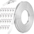 50FT Hose Clamps,304 Stainless Steel Hose Clamp Assortment Kit DIY Metal Strapping with Holes+20 Fasteners,Adjustable Worm Gear Large Hose Clamps Metal Band Screw Clamp Straps for Pipe,Duct,Tube