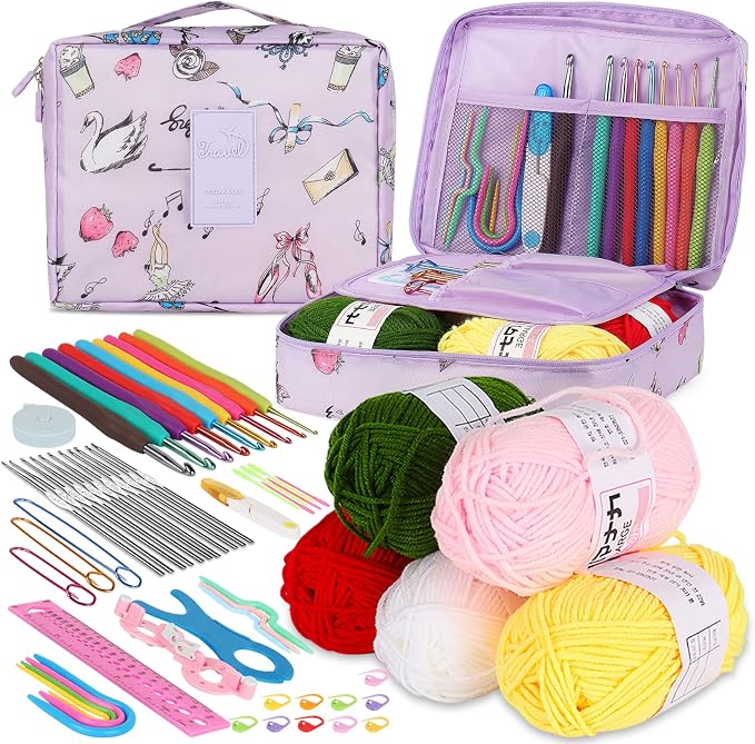 Aeelike Beginner Crochet Kit, Basic Crochet & Knitting Supplies Kit by Aeelikescrochetworld