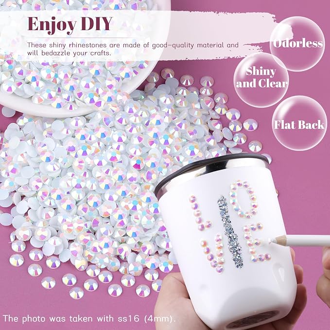 8000PCS 3mm Resin Jelly Rhinestones in Bulk, Bedazzling Flatback Crystals - Image 4