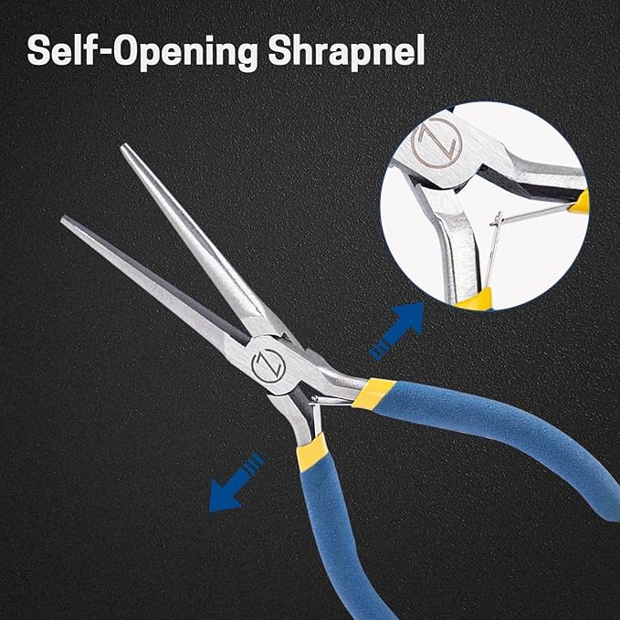 VISEMAN 6" Mini Needle Nose Pliers with Comfort Grip Handles, Long Nose Pliers for Handmade Craft, Straight