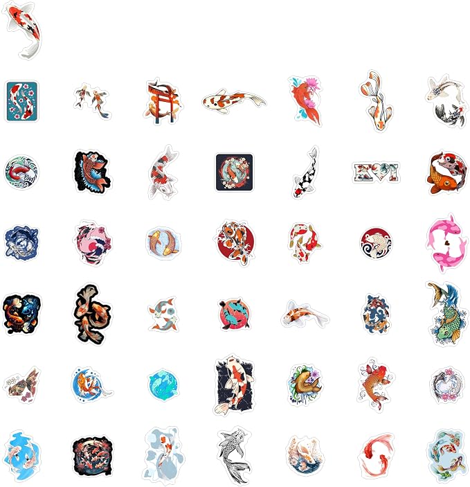 BulbaCraft Koi Fish Stickers for Water Bottle and Laptop - Image 4