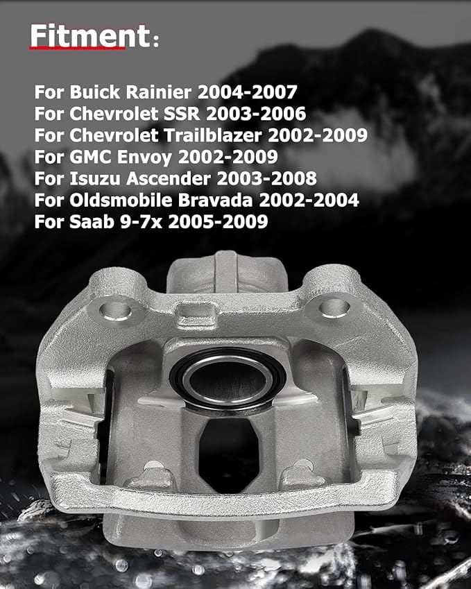 cciyu Rear Left Brake Caliper Assembly w/Bracket 18B4804 For Buick 2004-2007,For Chevy 2002-2009,For GMC 2002-2009,For Isuzu 2003-2008,For Oldsmobile 2002-2004,For Saab 2005-2009