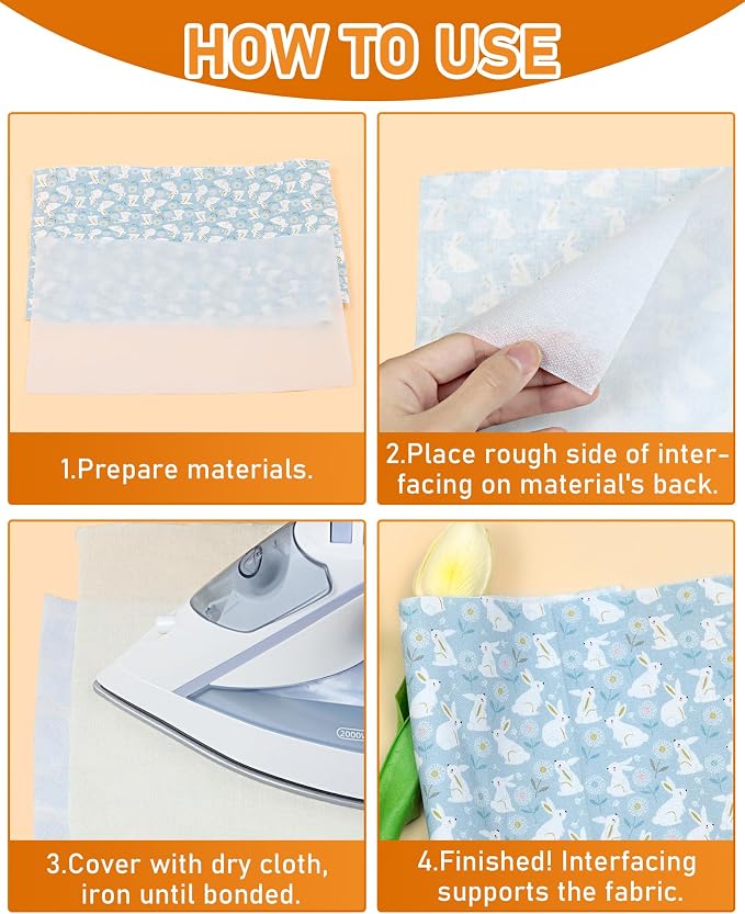 PLANTIONAL Medium Weight White Iron-On Non-Woven Fusible Interfacing: 11.6" x - Image 4