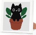 Black Cat Plants Stamped Cross Stitch Kits by DIYHomeDecor