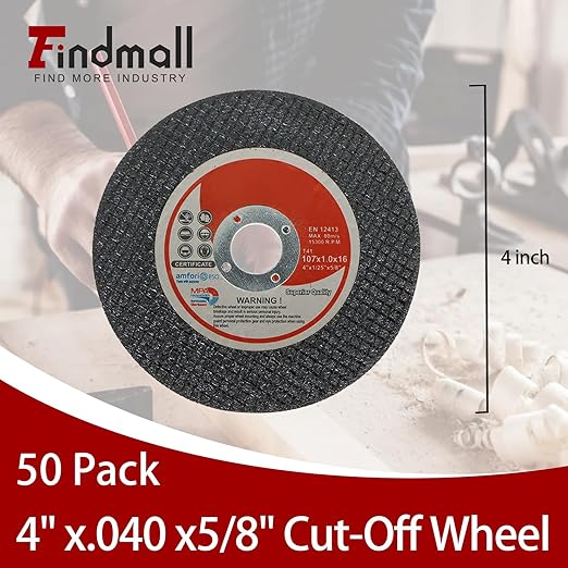 50 Pack 4" x.040 x5/8" Cut Off Wheel - Metal & Stainless Steel Thin Cutting Discs