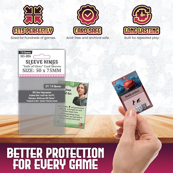 Sleeve Kings Sails of Glory Compatible Card Sleeves – 50x75mm, 110 Pack - Image 5
