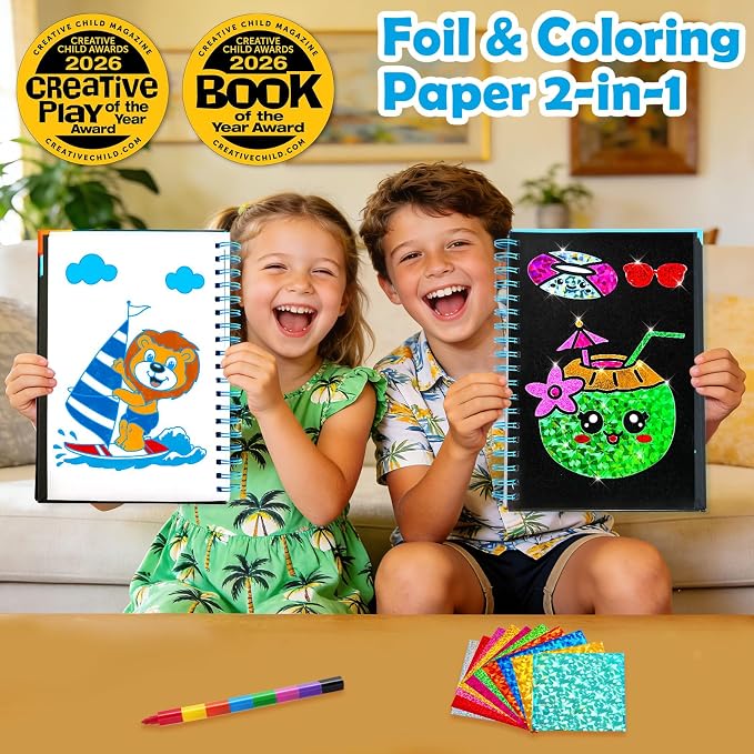 FUNNYB&G Foil Art Craft Kit for Kids 4-10 Years Old: Mess-Free & No-Glue - Image 2