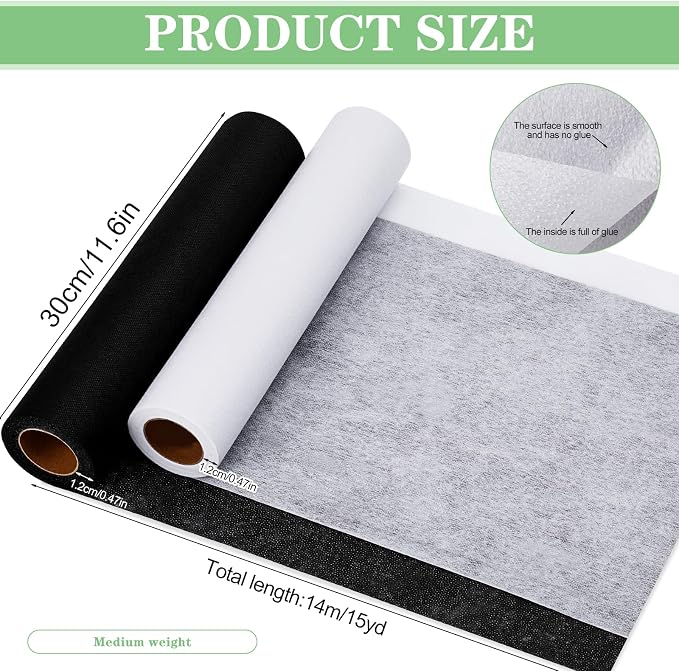 Lightweight Interfacing Fabric for Sewing: Iron On Fusible Interfacing | 11.6" - Image 2