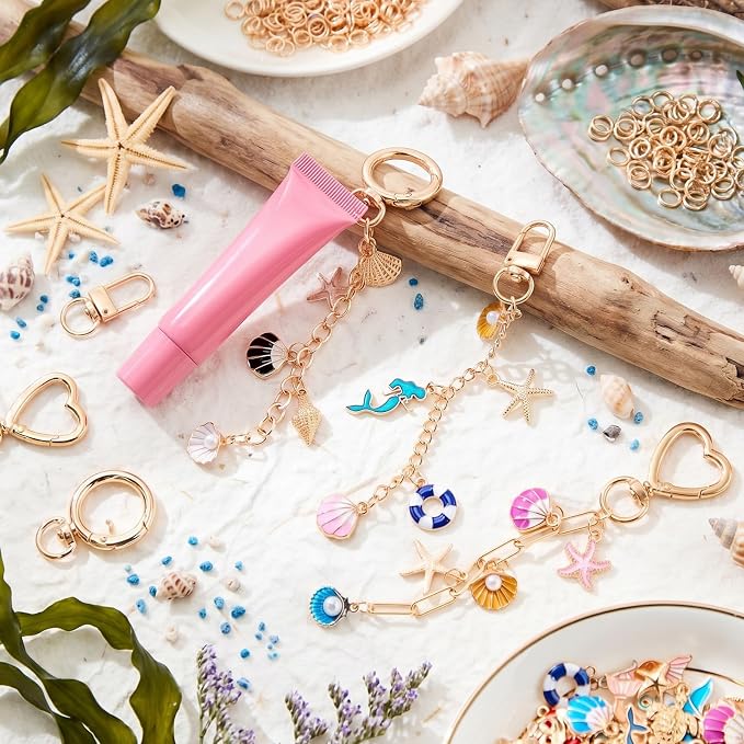 VioraWhite 457 Pcs Ocean Charms Lip Gloss Keychain Making Kit, DIY Craft - Image 3