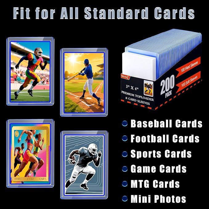 1000 Card Sleeves Toploads for Cards, Premium Standard Size Trading Hard - Image 3