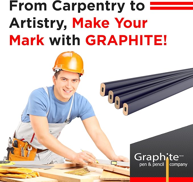 GRAPHITE Hard Lead Carpenter Pencil #2 Lumber Pencil Pack of 12 PCS - Image 8