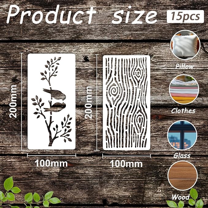 INFUNLY 15Pcs Tree Wall Stencil - Image 2