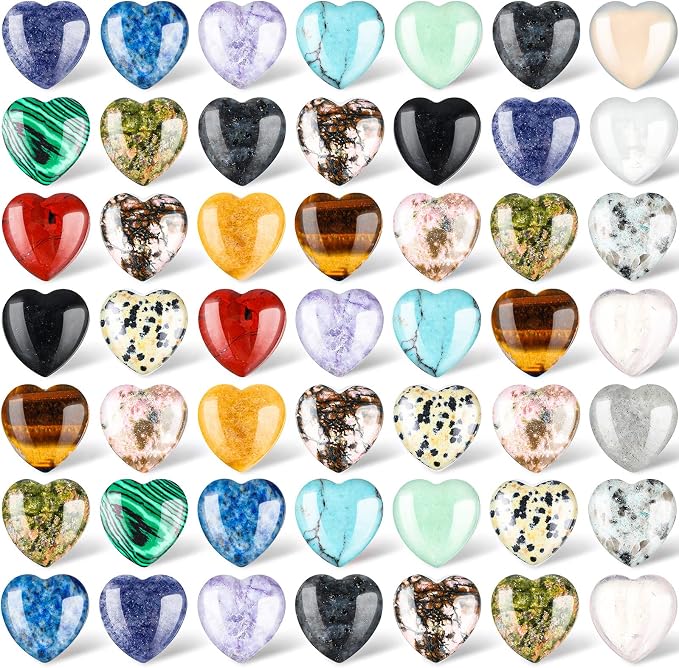 Nuenen 72 Pcs Natural Heart Shaped Healing Crystal Stone Bulk 0.8 Inch Polished by Nuenen