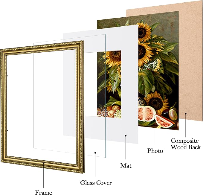 eletecpro 11x14 Vintage Picture Frame, Glass Cover, Horizontal or Vertical - Image 2