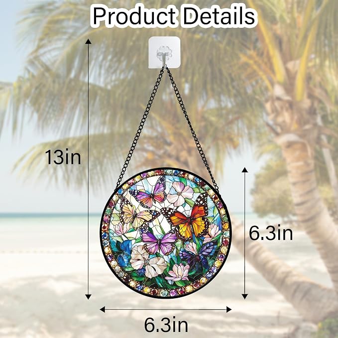 DASTOLL Stained Glass Window Hanging, Colorful Butterfly Suncatcher - Image 7