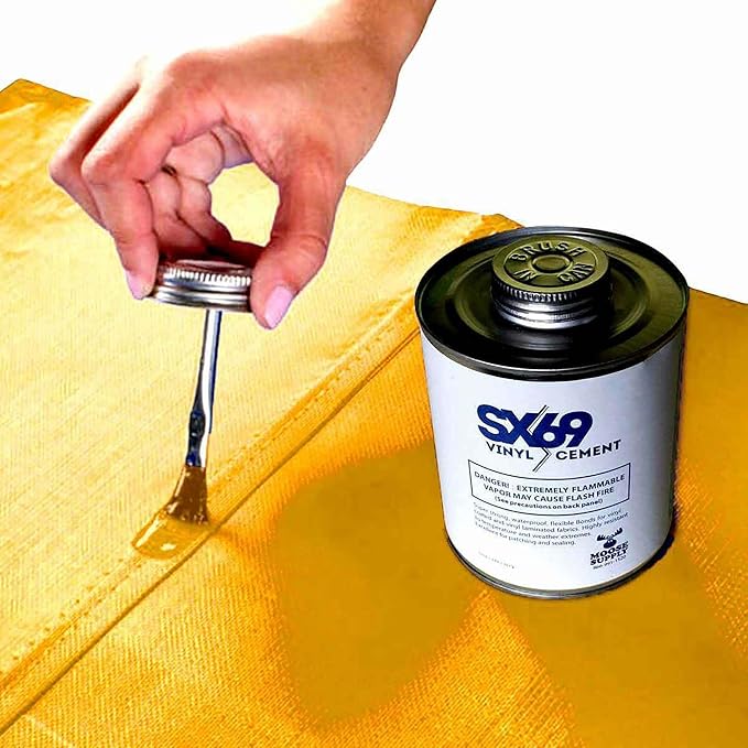 SX 69 Vinyl Repair Kit | Inflatable Bounce House Repair Kit | Includes 8 Ounce Adhesive and Vinyl Roll | for Flexible, Waterproof Repairs of Tears, Punctures, and Holes