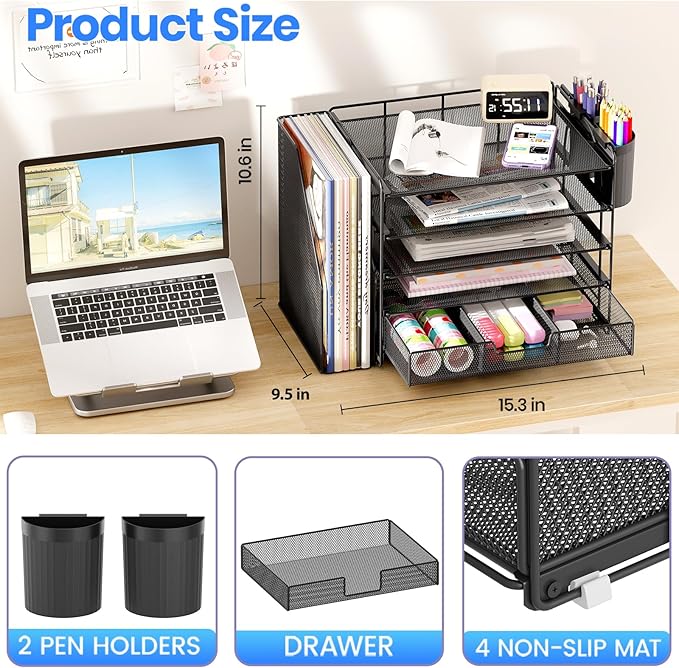 OPNICE Desk Organizer, 5-Tier Desktop File Organizer - Image 2