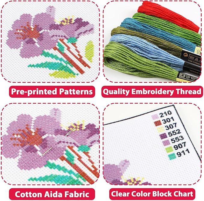 ZOIIWA 6PCS Summer Themed Flower Cross Sewing Kits - Image 3