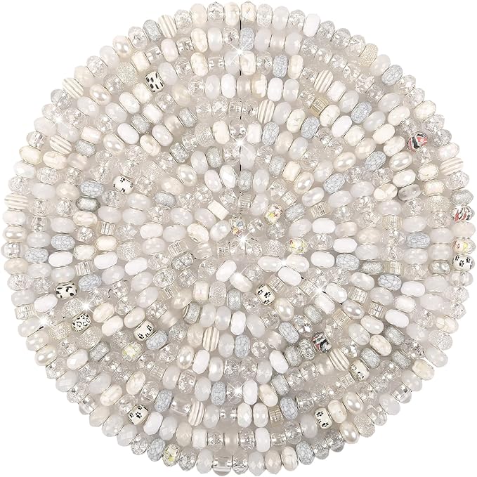 150Pcs Large Hole Beads Spacer Beads White Assorted European Craft Big Beads by BRACELETMAKINGKIT