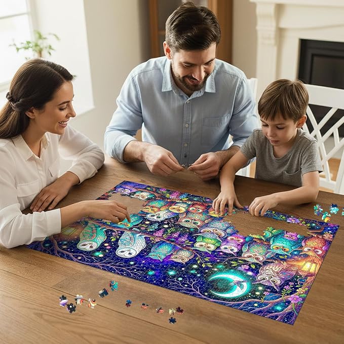 Moonlit Owls Puzzles for Adults 1000 Pieces, Impossible Challenging Jigsaw - Image 6