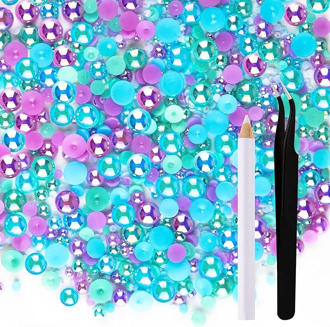 ASTARON 50g Mix Flatback Rhinestones Half Pearls by ASTARON