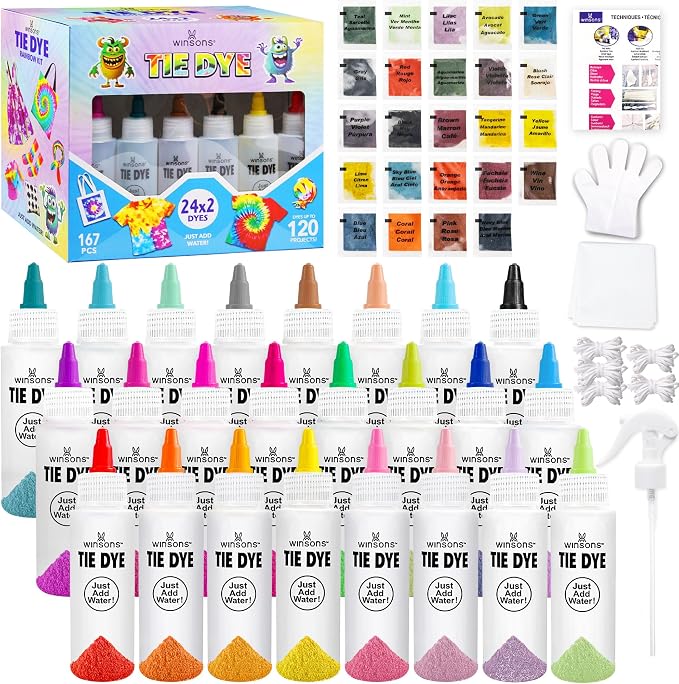24 Colors Tie Dye Kit, Tie Dye Set by WINSONS