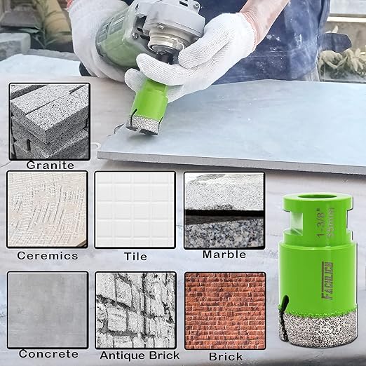 Diamond Core Drill Bit,2pcs Diameter 1-3/4 inch 45mm Thread 5/8-11,Vacuum Brazed Dry Wet Hole Saw for Porcelain Tile,Granite,Marble,Concrete,Masonry,Brick