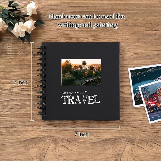 potricher 7 x 7 Inch DIY Scrapbook Album 40 Pages Hardcover Kraft Paper Scrap - Image 2