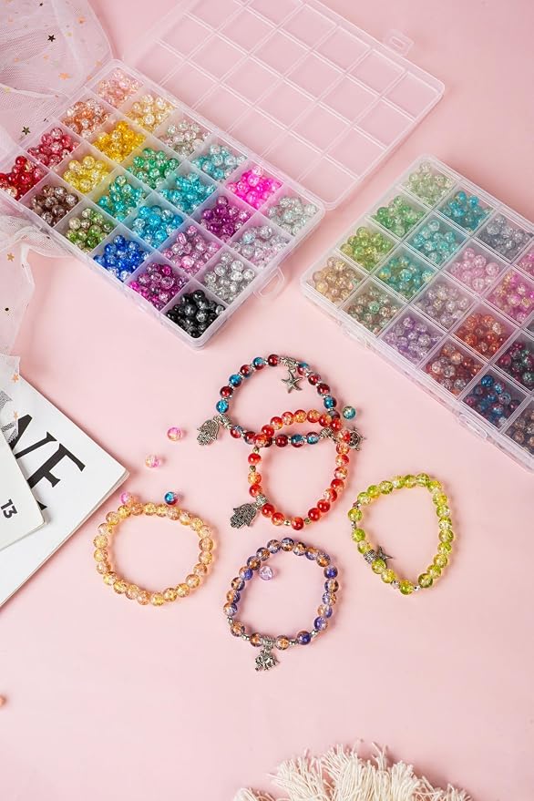 REVKI 1300PCS 8mm Mixed Crackle Glass Beads - Image 5