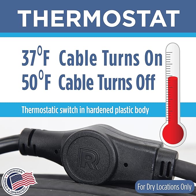 Radiant Solutions Company Intelligent Heat Tape for Water Pipe Freeze Protection - with GlowCap™, Built-in Thermostat, Tape Included, 10-yr Warranty, Heavy-Duty, Self-Regulating, 120V (200 Ft)