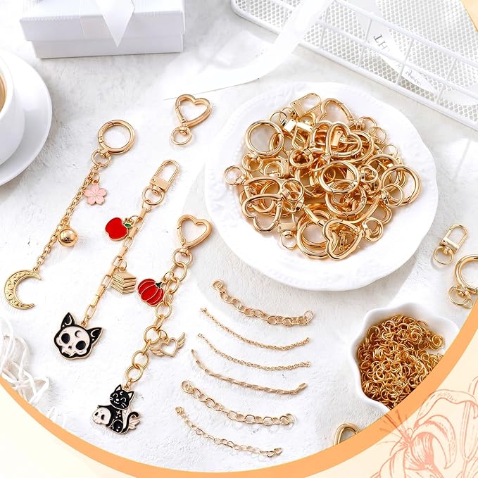 Liliaafar 96 Set Keychain Making Kit Gold Silver Metal Keychain Clips - Image 3