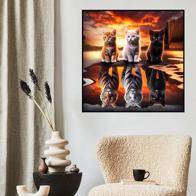 Cat Diamond Art Kits for Adults, Full Drill Tiger Diamond Painting Kits for - Image 2