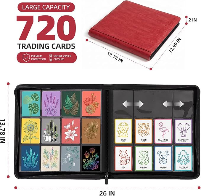 Card Binder 12 Pocket, Premium 720 Double Sided Pocket Collection Binder - Image 3