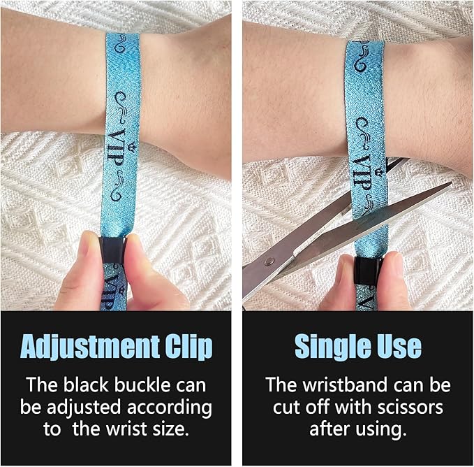 100 Colored VIP Wristbands for Concerts & Parties, Lightweight Disposable Wrist Strap (Color: Water Green)