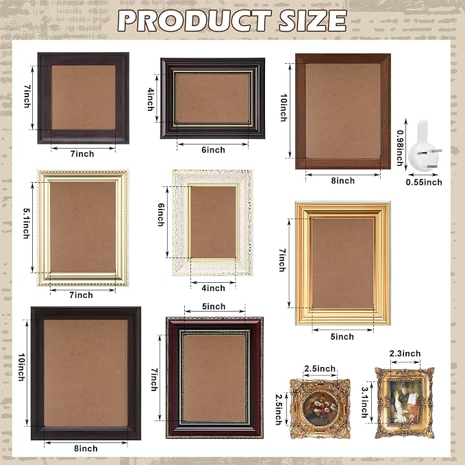 Qunclay 10 Pack Vintage Picture Frames - Image 2