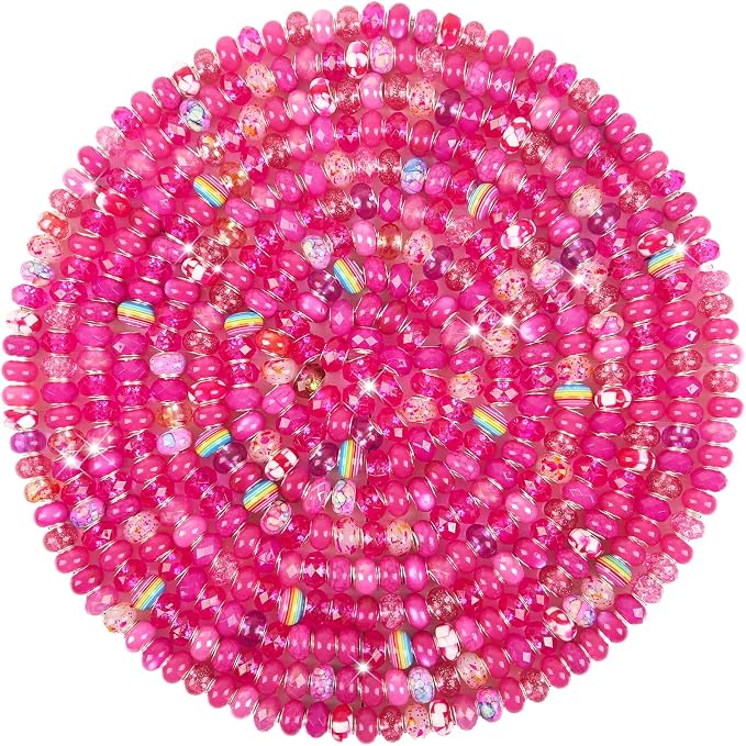 200Pcs Large Hole Beads Spacer Beads Rose Red Assorted European Craft Big Beads by BRACELETMAKINGKIT