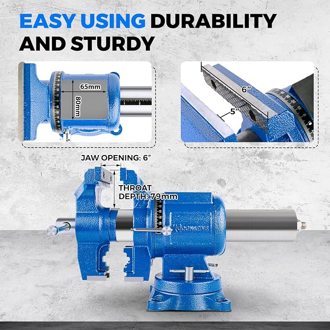 6-Inch Heavy Duty Bench Vise Ductile Iron Bench Vise 360° Multi-Purpose Bench - Image 4