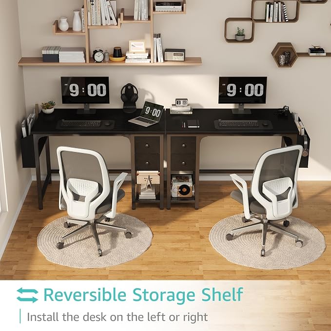 Lufeiya Computer Desk with Fabric Drawers, 40 Inch Reversible Gaming Desk - Image 4