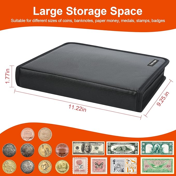 Coin Collection Book Holder for Collectors, 520 Pockets Fireproof Coins - Image 3