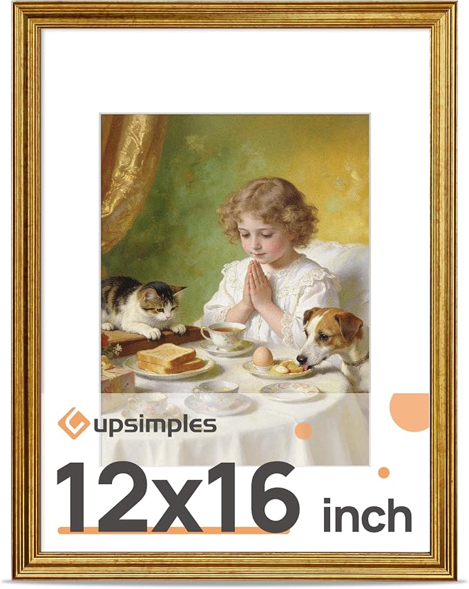 upsimples Vintage 12x16 Frame, Antique Gold Frame Displays 8.5 by 11 by upsimples